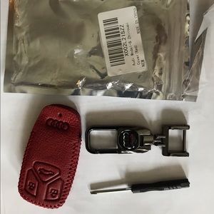 Audi key FOB- red leather- new